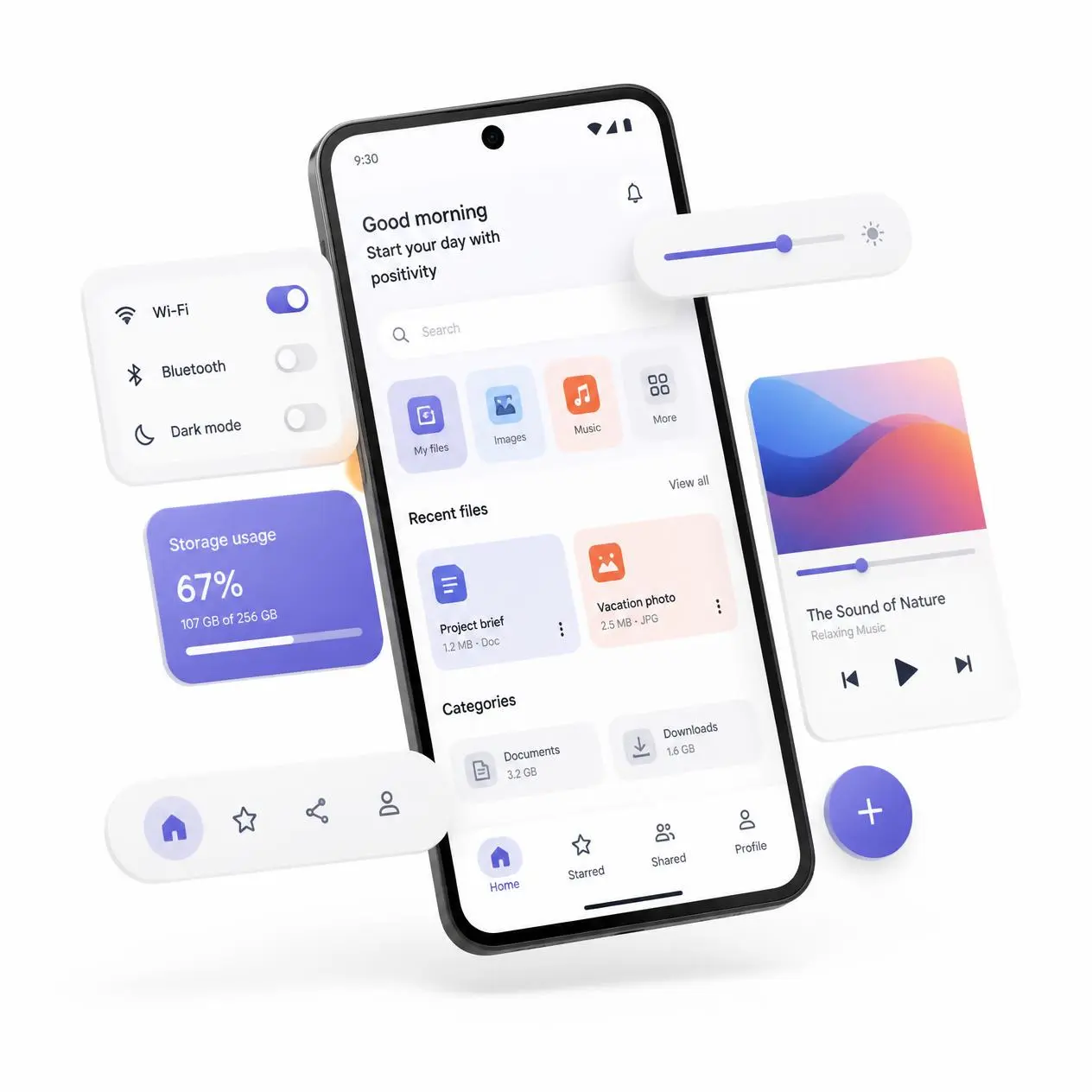 Material design mobile app interface