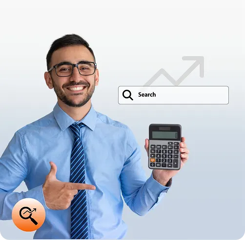 Business professional with calculator