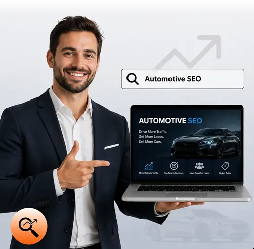 Automotive professional with laptop