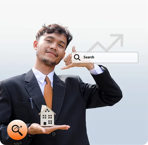 Real estate agent with house model