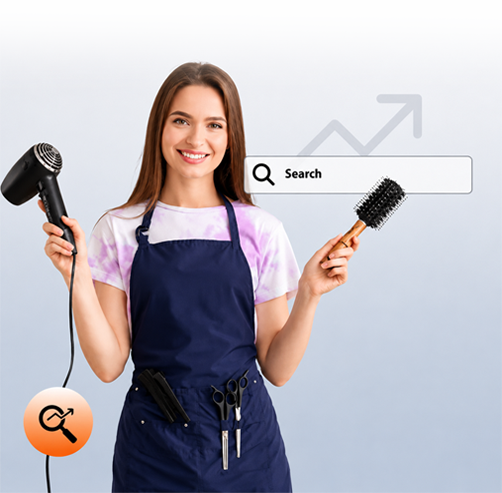 Salon stylist with hair tools