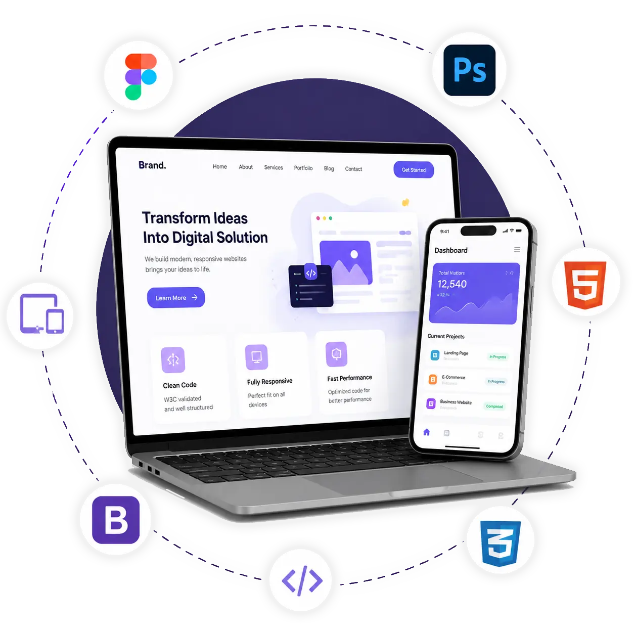 PSD to HTML Development Graphic